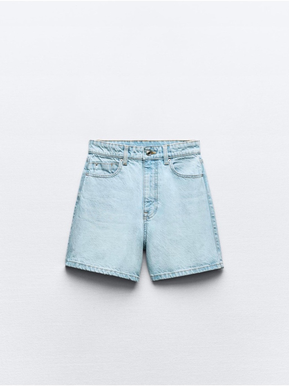 Zara Womens Z1975 Light Blue Denim High Waisted Shorts